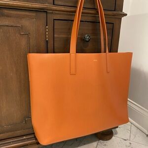 JW PEI Camel / Burnt Orange Large Faux Leather Vegan Tote Bag